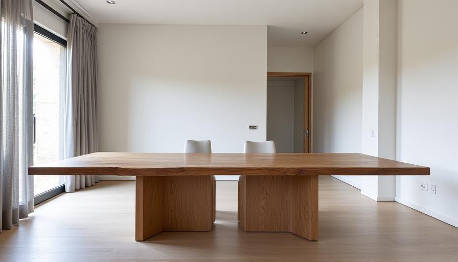 Mesa de comedor artesanal de roble macizo